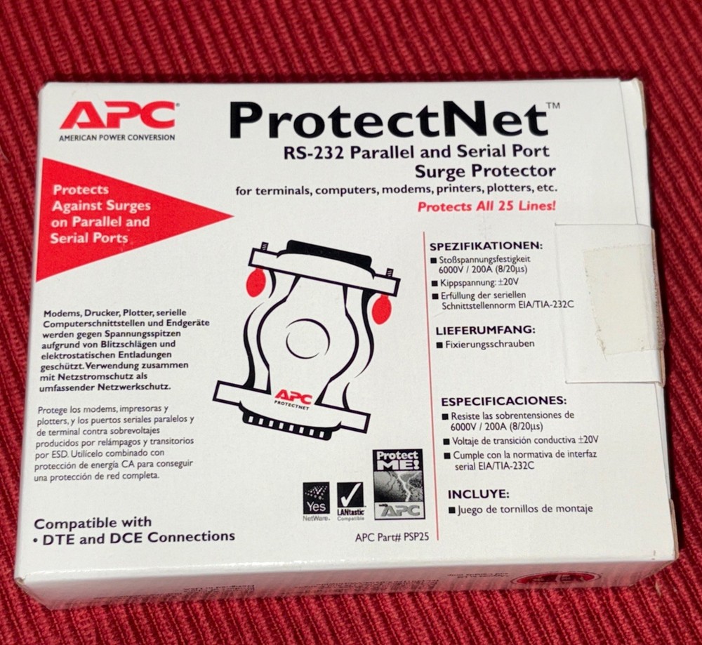 APC ProtectNet RS-232 Parallel & Serial Port Surge Protector.