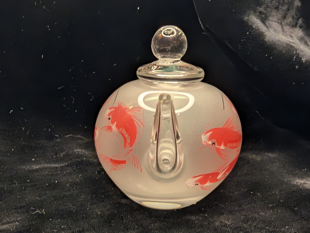 Handmade Reverse Painted Glass Tiny 3in Teapot Chinese