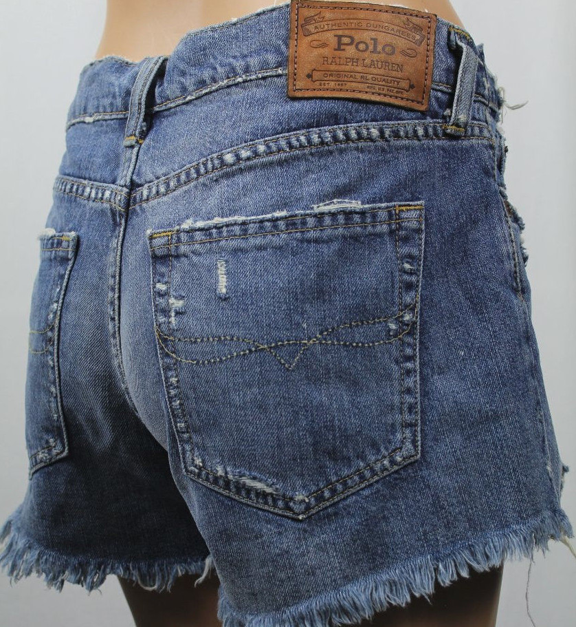 Women's Polo Ralph Lauren Crosby Denim Distressed Shorts High Waist Sizes 25-32