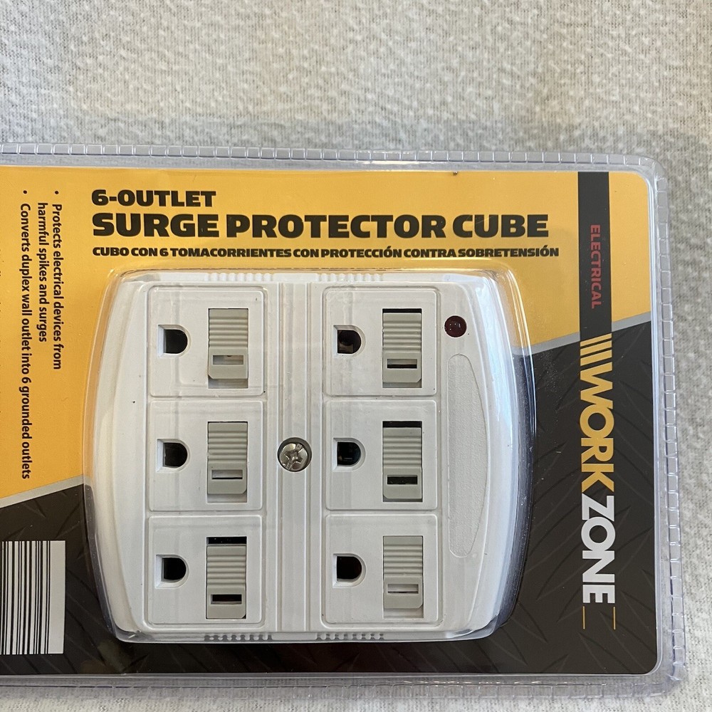 ELECTRICAL WORK ZONE 6-OUTLET SURGE PROTECTOR CUBE - Great Protection
