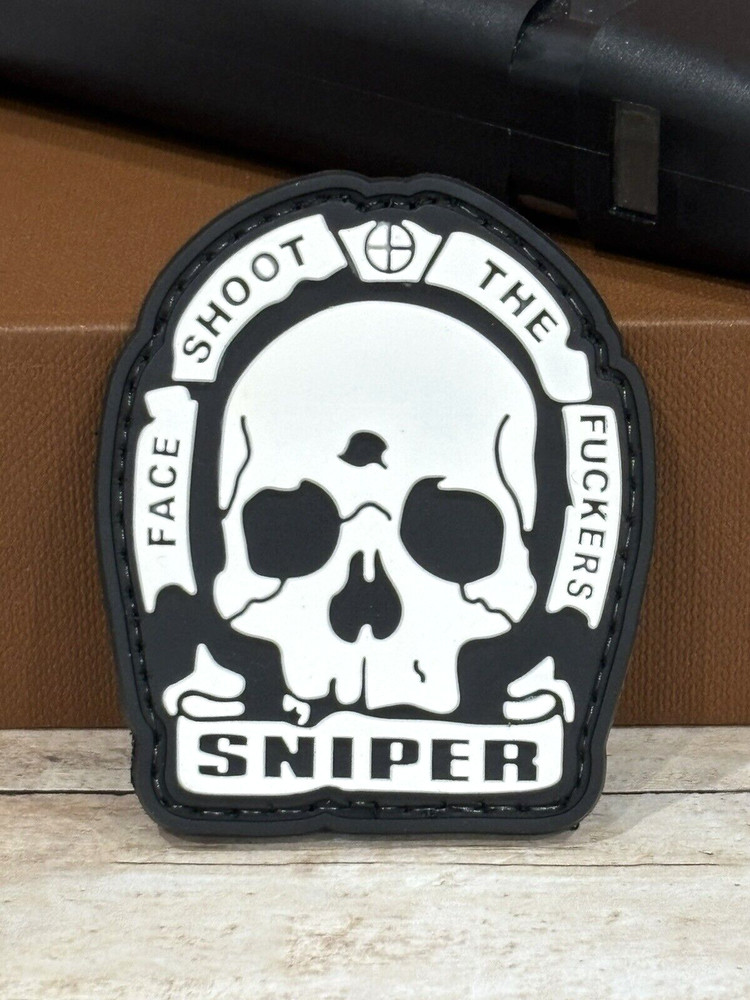 Tactical PVC Patch - Sniper Patch - Morale Skull One Shot Gun Rifle Patch