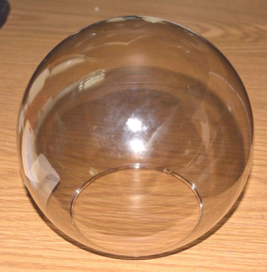 6" x 3" Fitter CLEAR SMOKE GLASS BALL GLoBe GlaSsWaRe NECKLESS NEW 9112-065