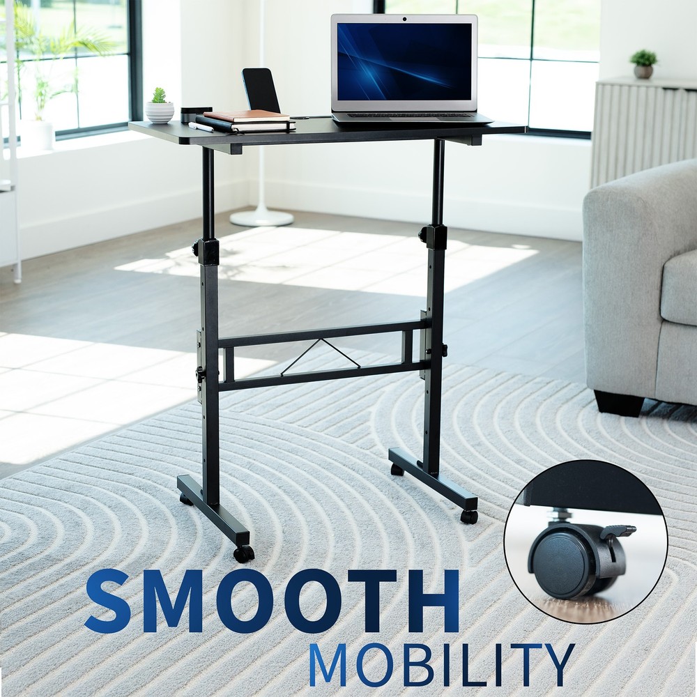 VIVO Black Mobile 32" Height Adjustable Computer Workstation