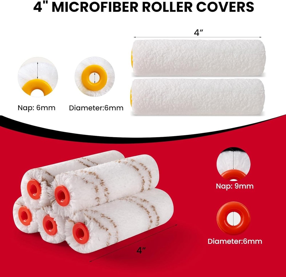Elegant 14-Pack 4-Inch Microfiber Paint Roller Kit for Effortless DIY Projects