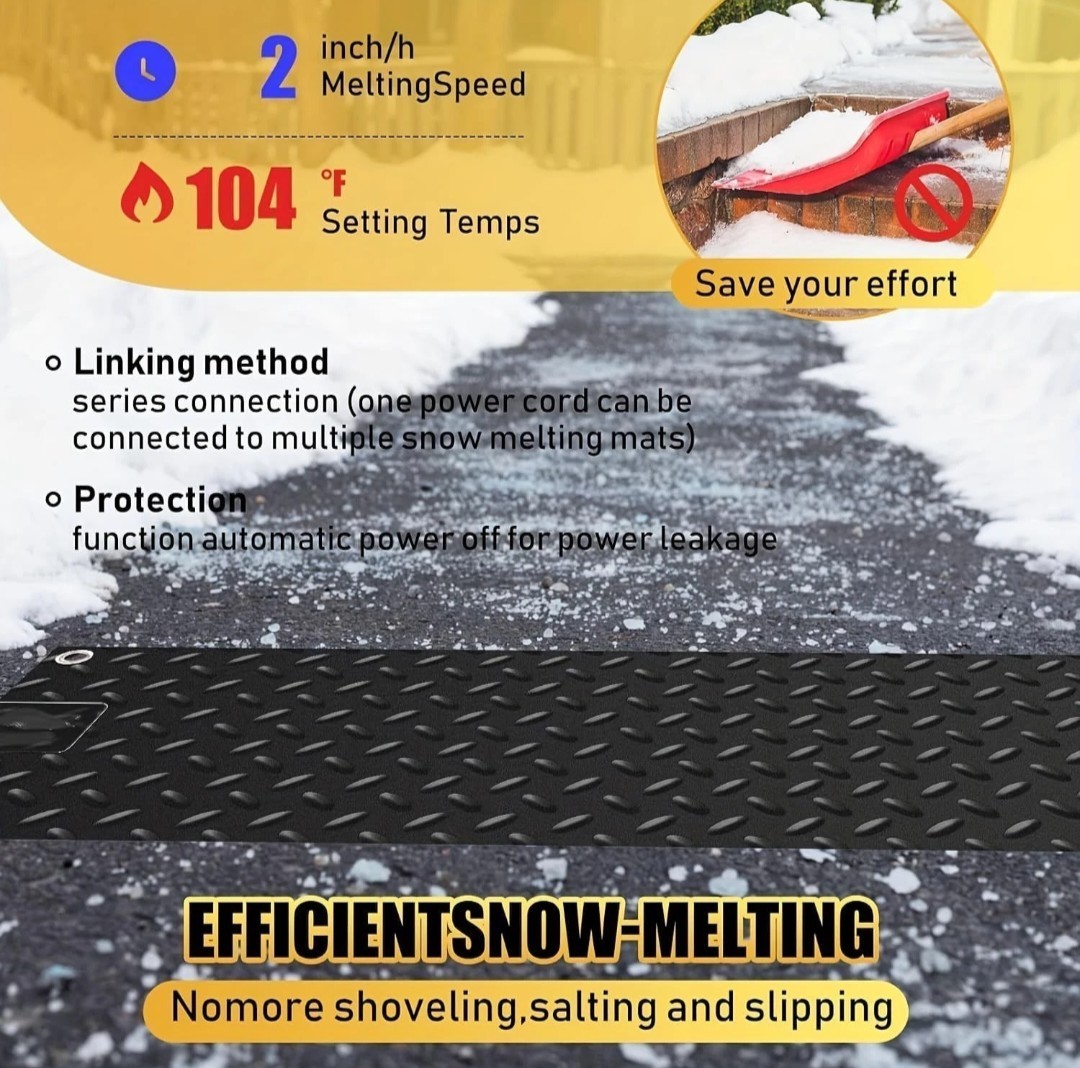 Heated Snow Melting Mats for walkways Stairs- Outdoor Heated Mats- 10in x 30in