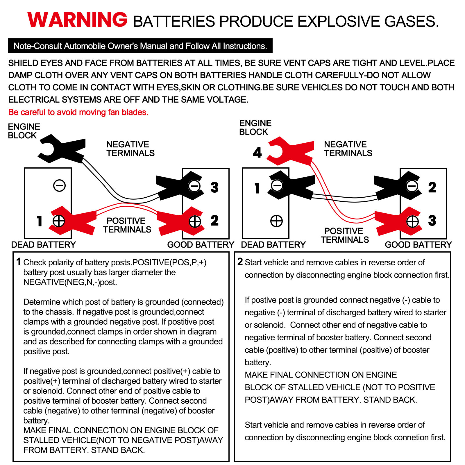 Heavy Duty Industrial Jumper Booster Cables 800 Amp 2 Gauge 13 Feet Super Duty