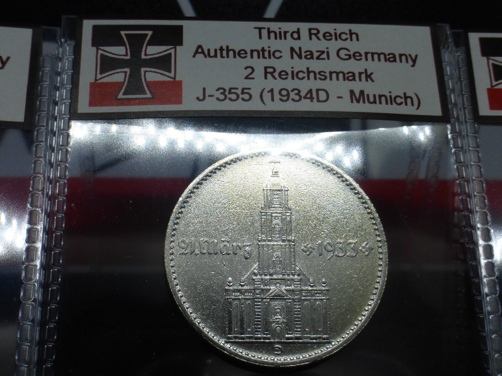 Nazi Silver Coin 1934D 2 Reichsmark Potsdam Church Beautiful Third Reich Germany