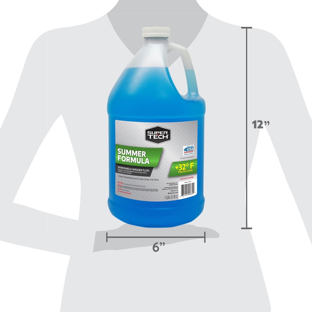 (3 Pack) Super Tech Summer Formula Windshield Washer Fluid +32F - 1 Gallon Each