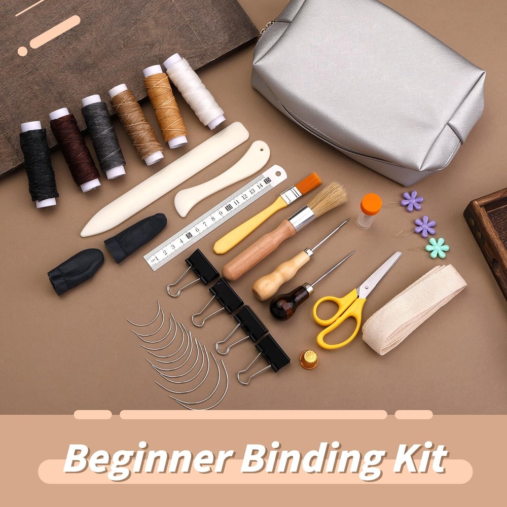 49 Pcs Hand Bookbinding Tools Bookbinding Kits for Beginners Bookbinding Supp...