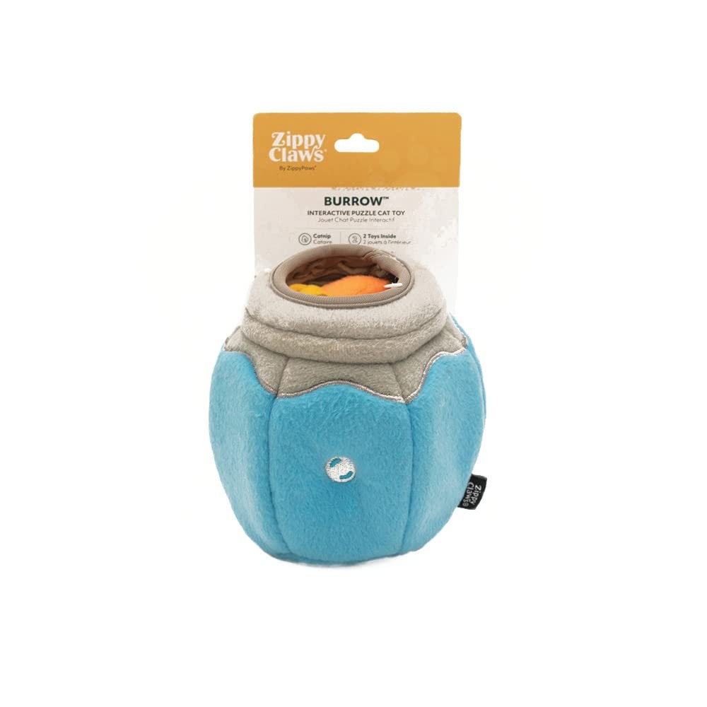 ZippyClaws Burrow - Interactive Plush Cat Puzzle Toy One Size, Multicolored