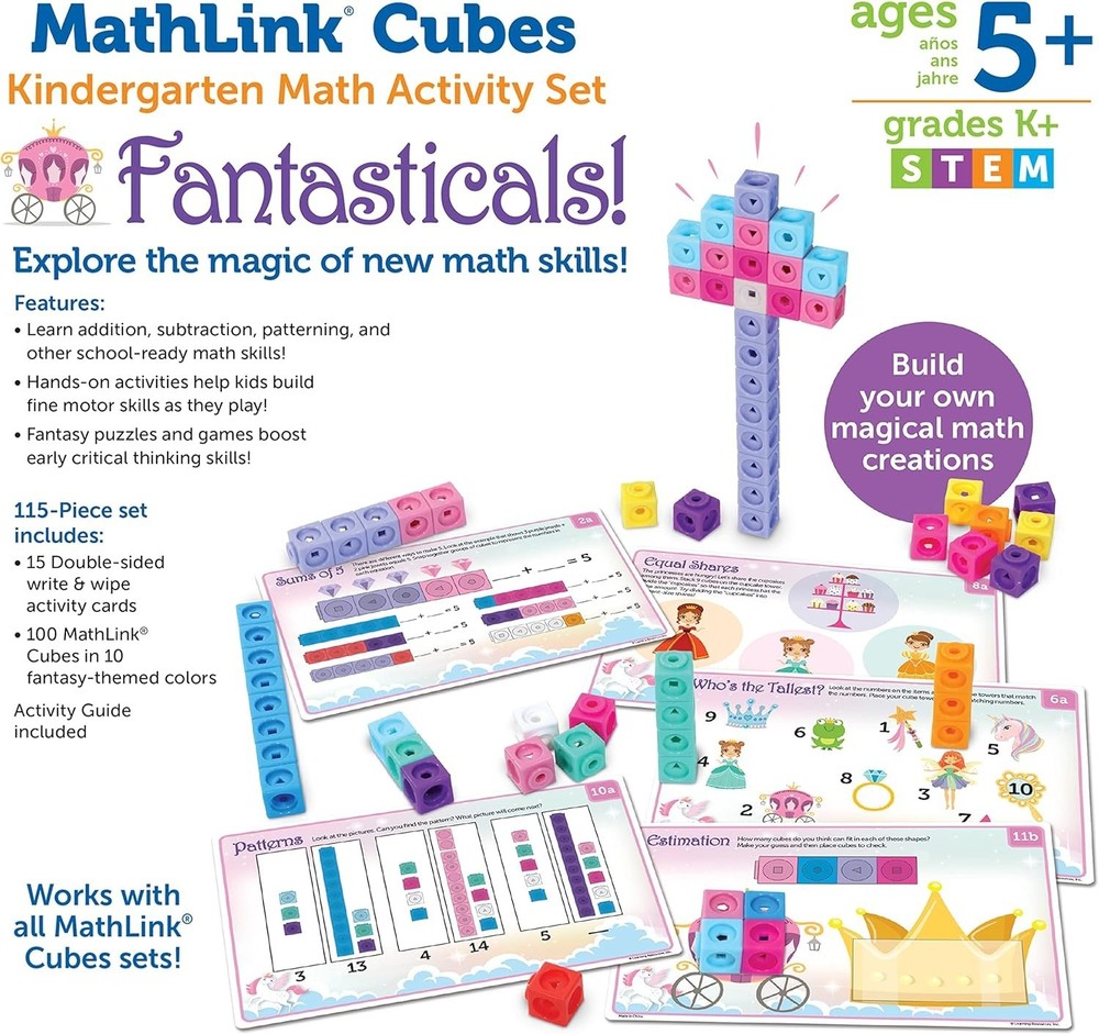 Engaging MathLink Cubes Set for Kindergarten - 100 Colorful Learning Challenges