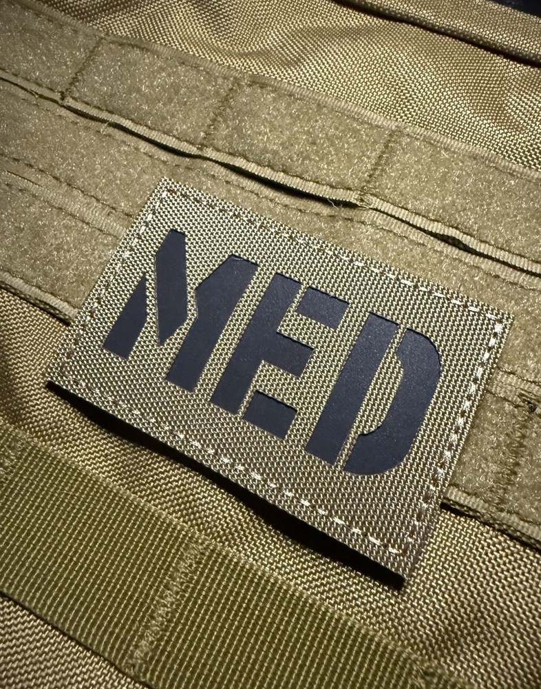 Med IR Reflective EMT Military Combat Tactical patch Hook Loop Tan