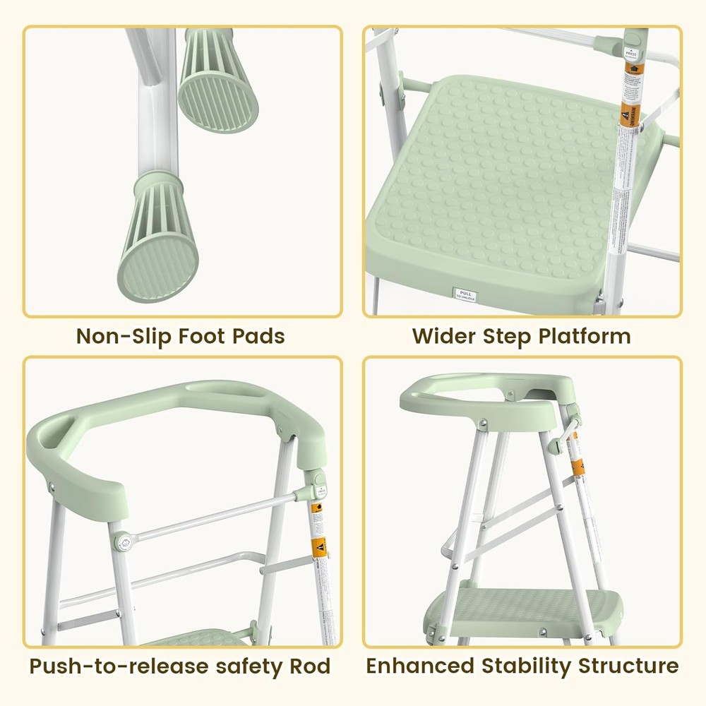 Children's two-step stool, suitable for learning activities at the , green.