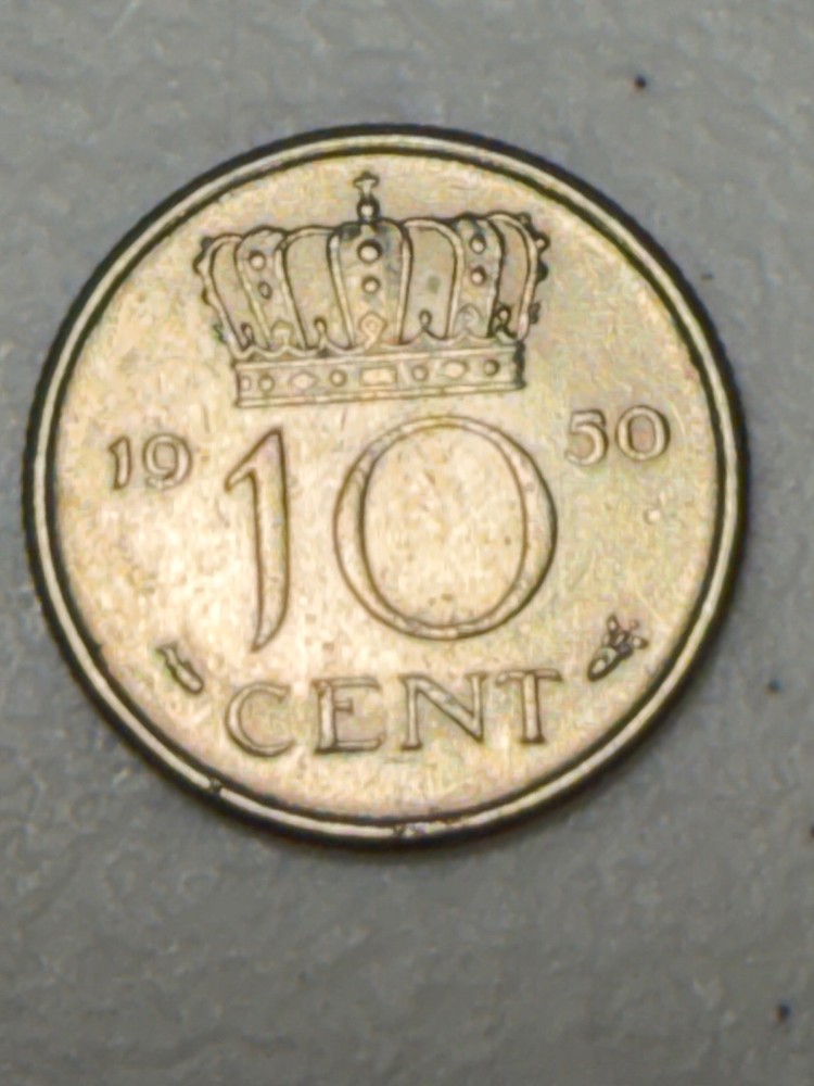 1950 Netherlands 10 cent coin