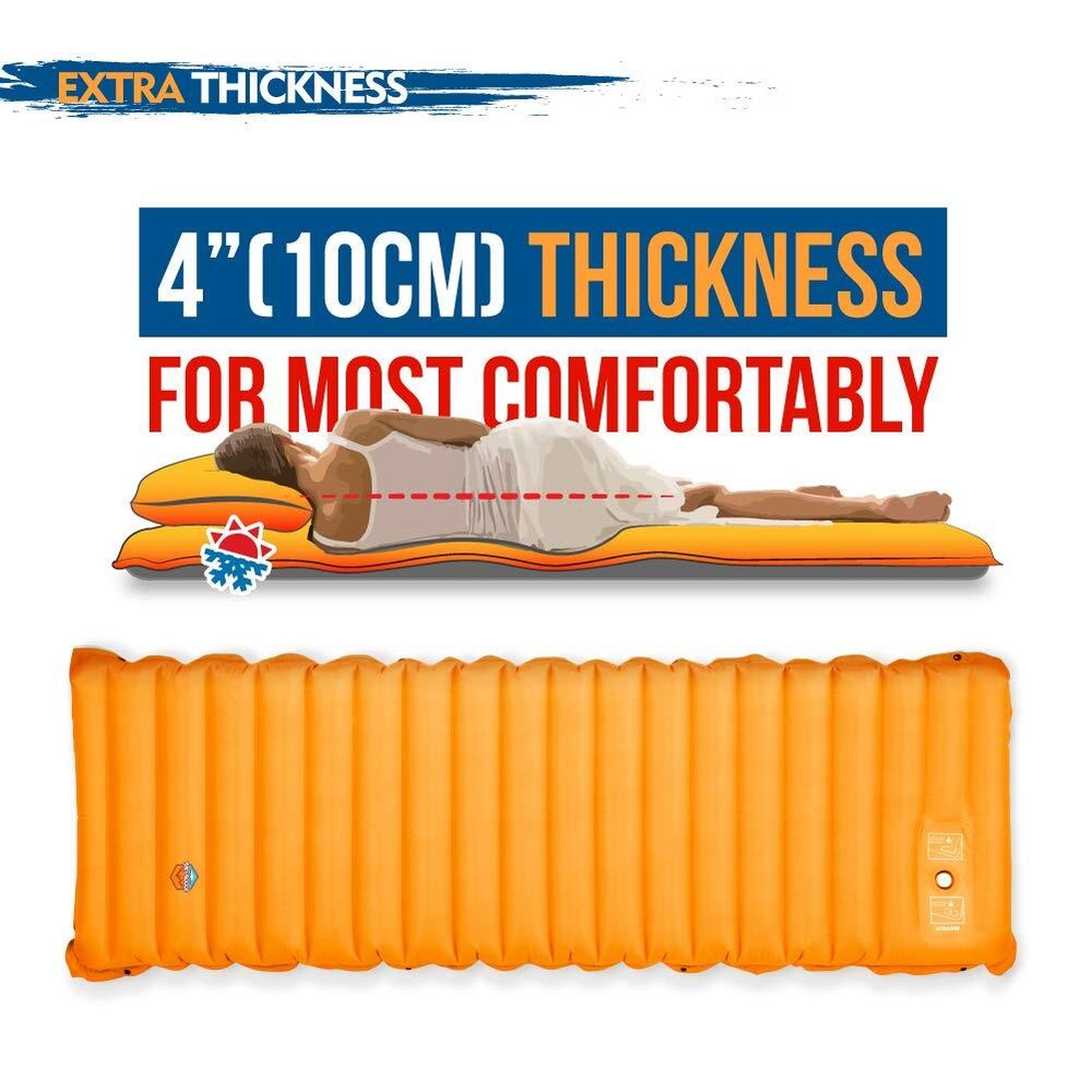 Extra Thickness Inflatable Sleeping Pad with Built-in Pump Most Comfortable C...
