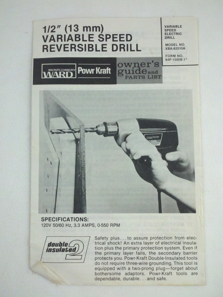 Powr Kraft Variable Speed Reversible Drill Owner's Guide