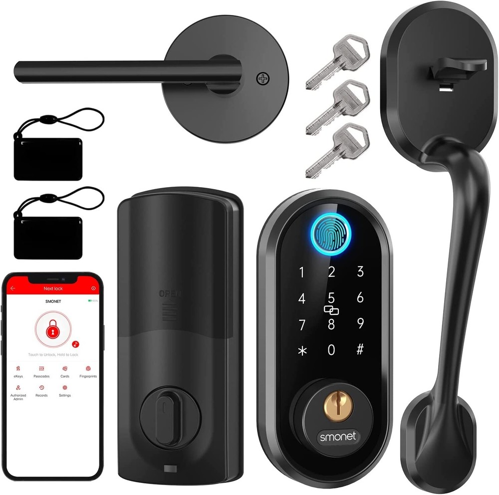 Smart Front Door Lock Set Fingerprint Keyless Entry Digital Keypad Deadbolt Lock