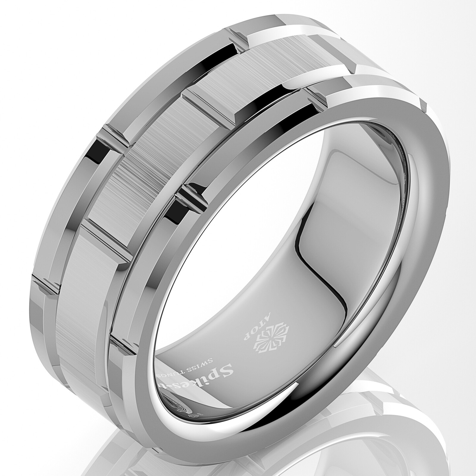 8mm Men's Tungsten Carbide Ring Silver Wedding Band Brick Pattern Size 6-13 ATOP