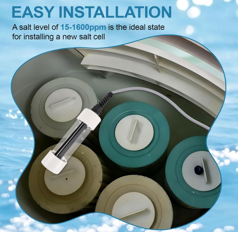 Salt Cell Replacement Compatible with Hot Spring ACE 76078, Easy Install, Long L
