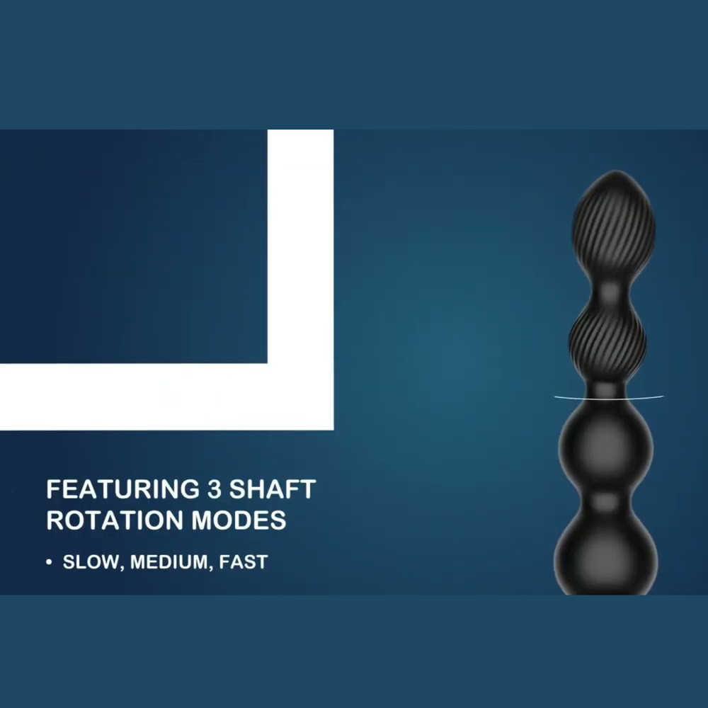 Rechargeable Remote Control Butt Plug with Rotating Beads Multi-Speed Probe Toy