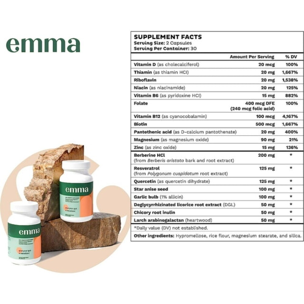 3/2x Emma Gut Health & Colon Cleanse Formula, Relief from Bloating, 60 Capsules