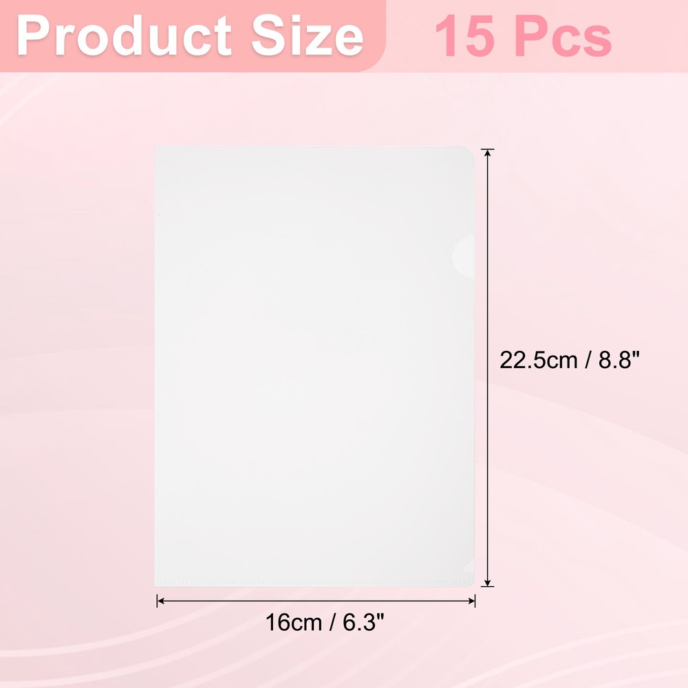 A5 Plastic Folders, 15 Pack Clear Folders l Type Pockets Documents, Transparent