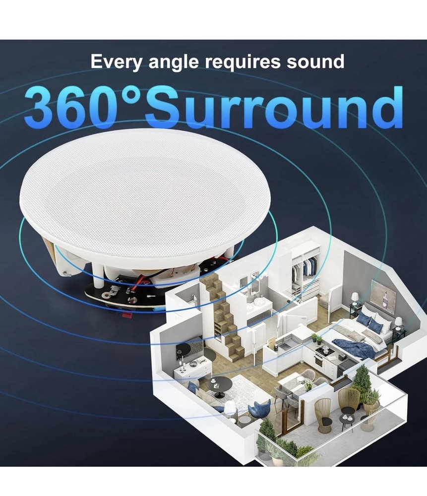 STUDIOFINIX 6.5" Bluetooth Ceiling Speakers 600W Wired Recessed Speaker System
