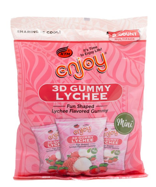 Enjoy 3D Lychee Gummy Candy - 8 Pack Multipack, Fun Shaped, Sharing is Cool!