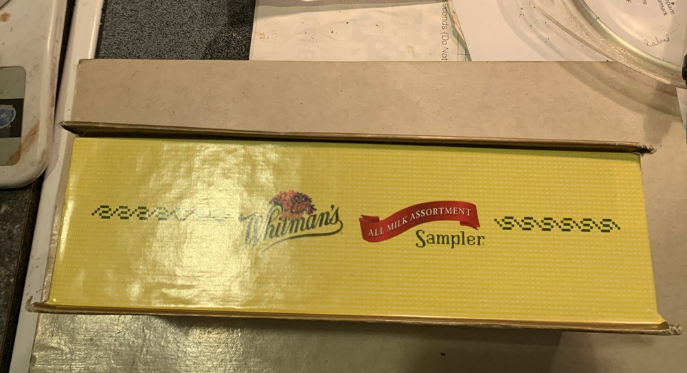 Vintage WHITMAN'S Sampler Assorted Chocolate 12 oz. Cross Stitch Box; Empty
