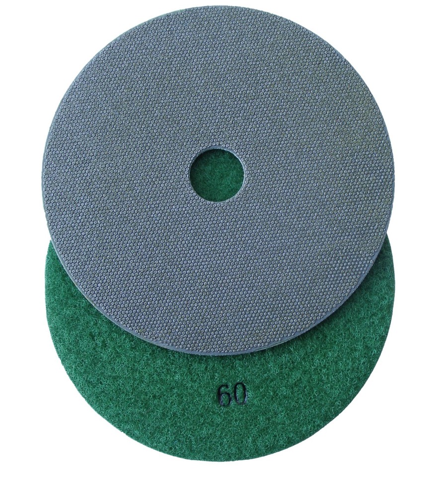 5" Electroplated Diamond Polishing Pad 60#, Hook and Loop Backed