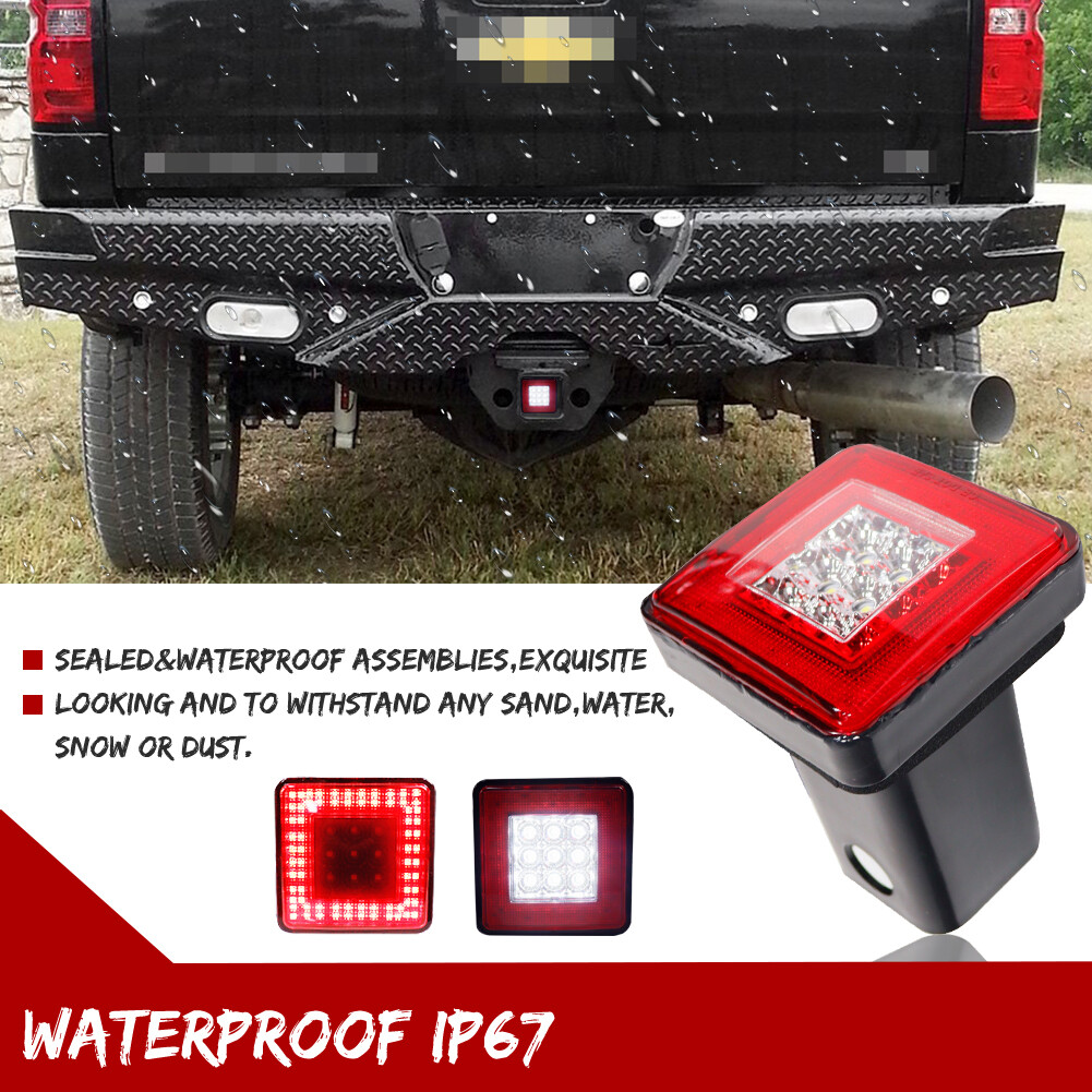 Universal LED Tow Hitch Driving & Brake Lamp Reverse Light Fits 2" for Truck SUV