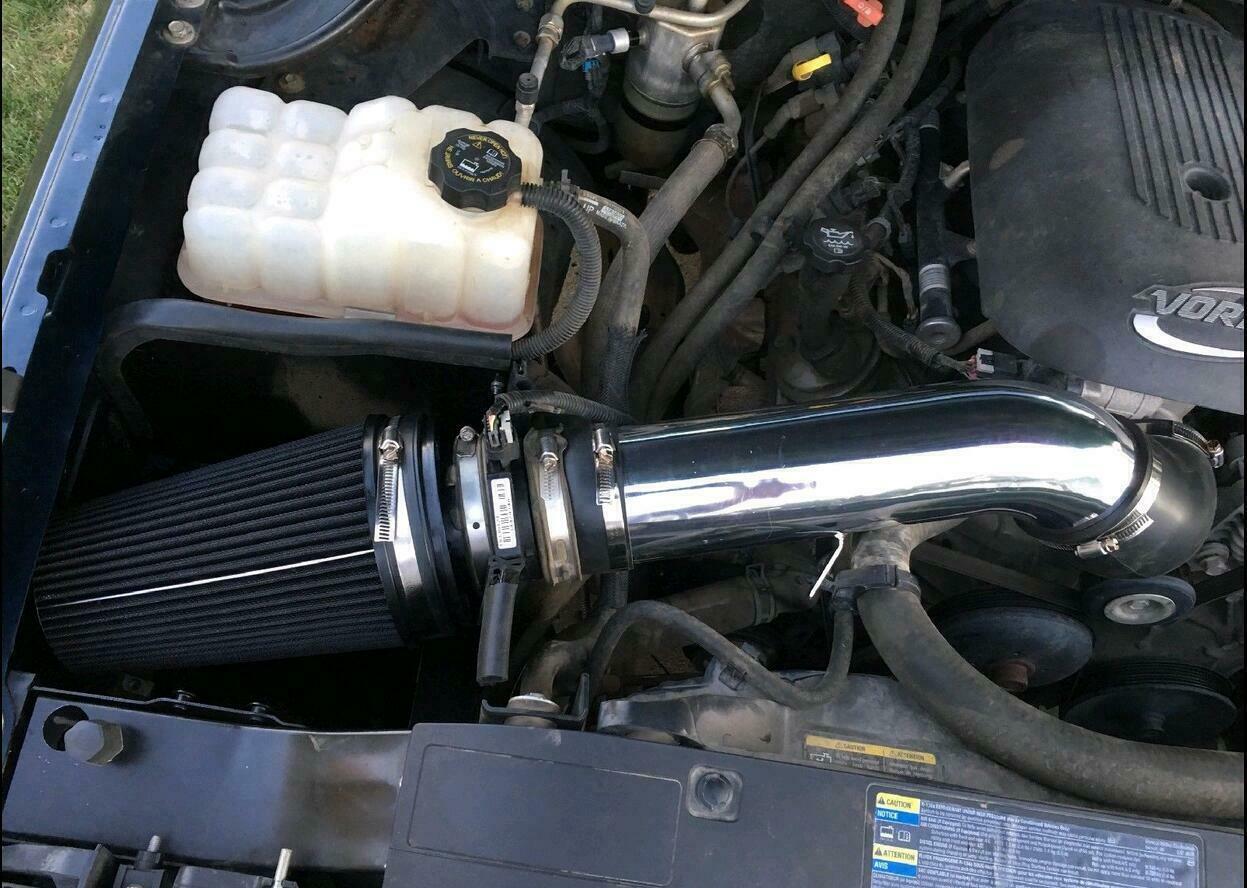 Fit 99-07 Chevy GMC V8 4.8L/5.3L/6.0L 4" Cold Air Intake Kit+Heat Shield Black