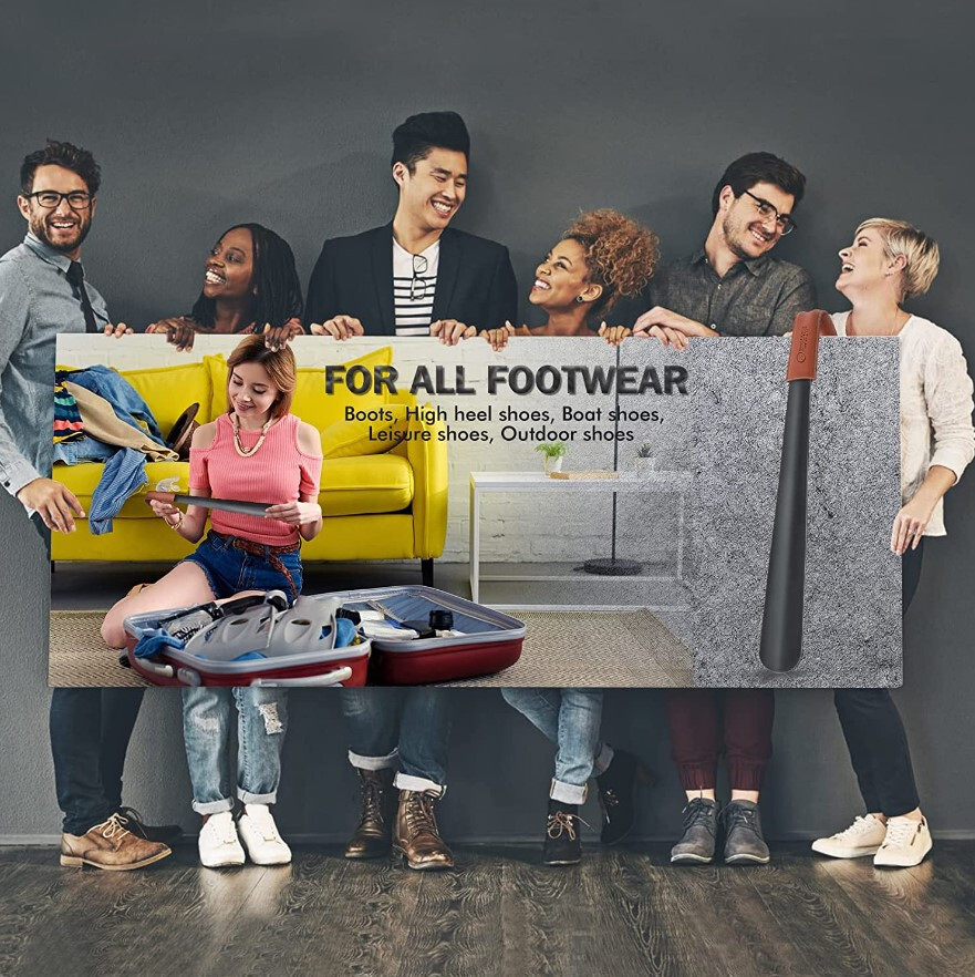 Extra Long Shoe Horn Long Handle Metal Long Shoehorn for Boots Men Women 16.5"