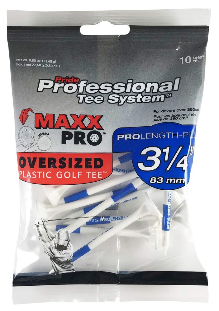 3-1/4" MaxxPro Oversized Plastic Golf Tee, 10 ct, White 3-1/4",