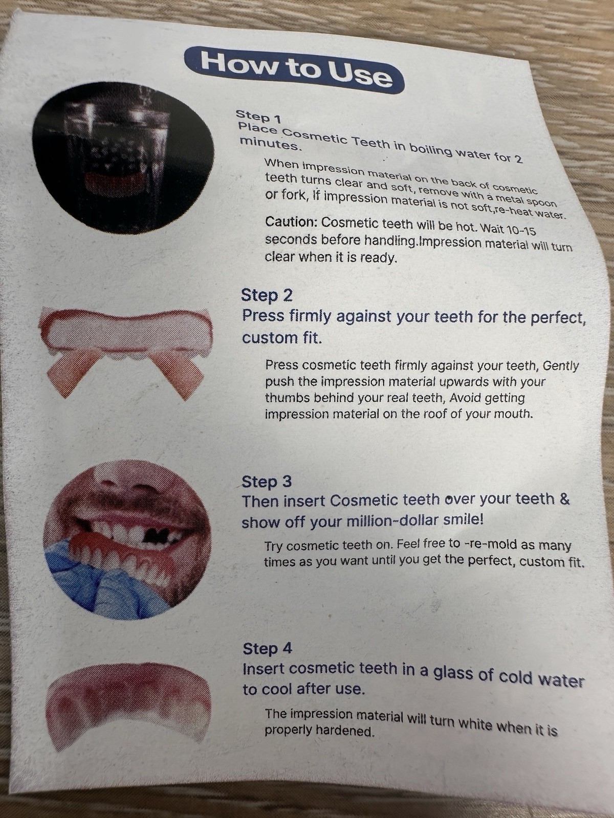 Dentures Cosmetic Teeth Mold, Fit over Teeth or Fill in Gaps Ships from USA