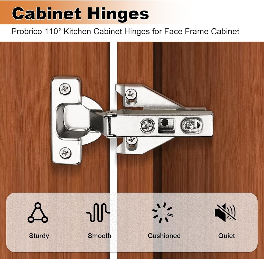 Probrico CHHS09 Clip On Face Frame Mounting Hinges, 1 Pair