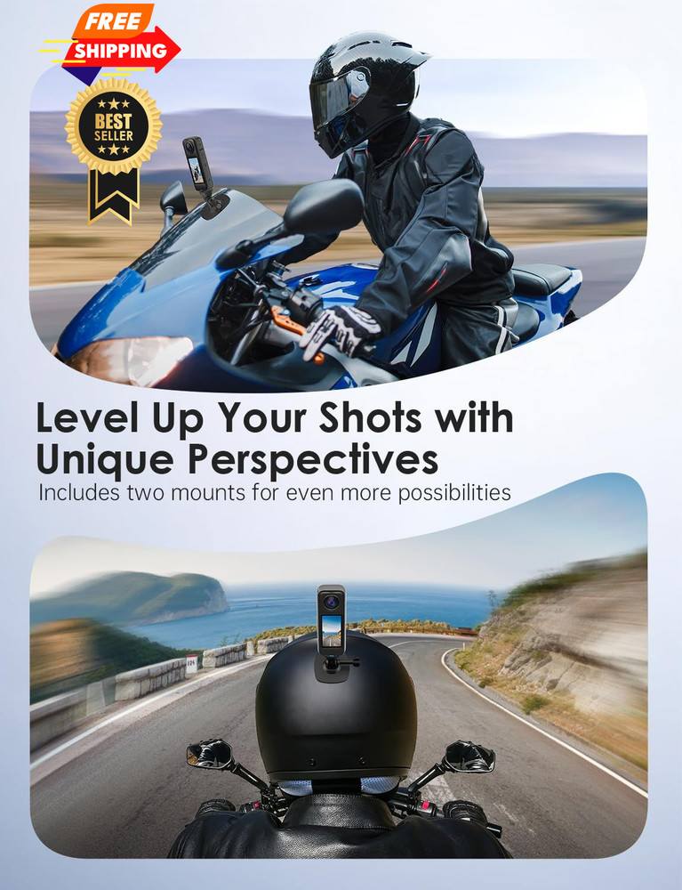Maectech Flexible Adhesive Mount Compatible for Insta360 Helmet Black