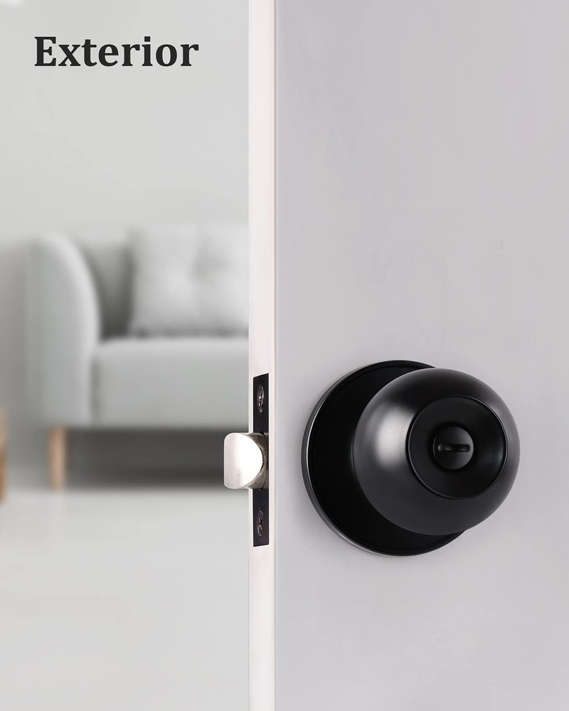 Lanwandeng (2 Pack) Matte Black Interior Door Knobs 2 Pack, Privacy No Keys
