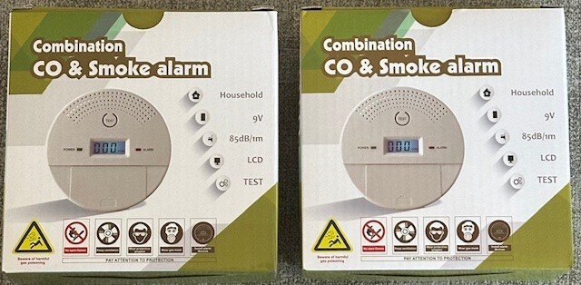 2 Boxes ~ Combination CO & Smoke Alarms, LED Simple Installation