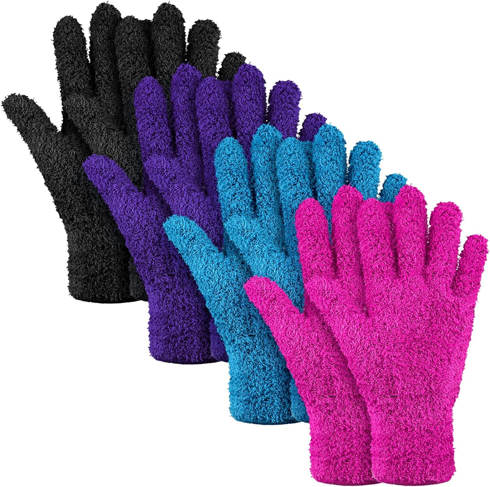 4 Pairs Microfiber Dusting Gloves Washable Reusable Cleaning Gloves