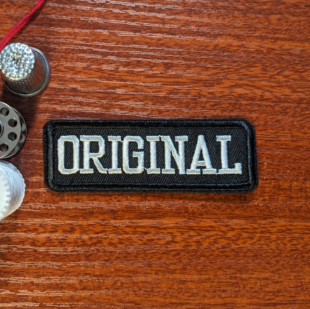 Original Patch Biker Punk Goth Gangster Embroidered Iron On Rectangular 1.25x3"