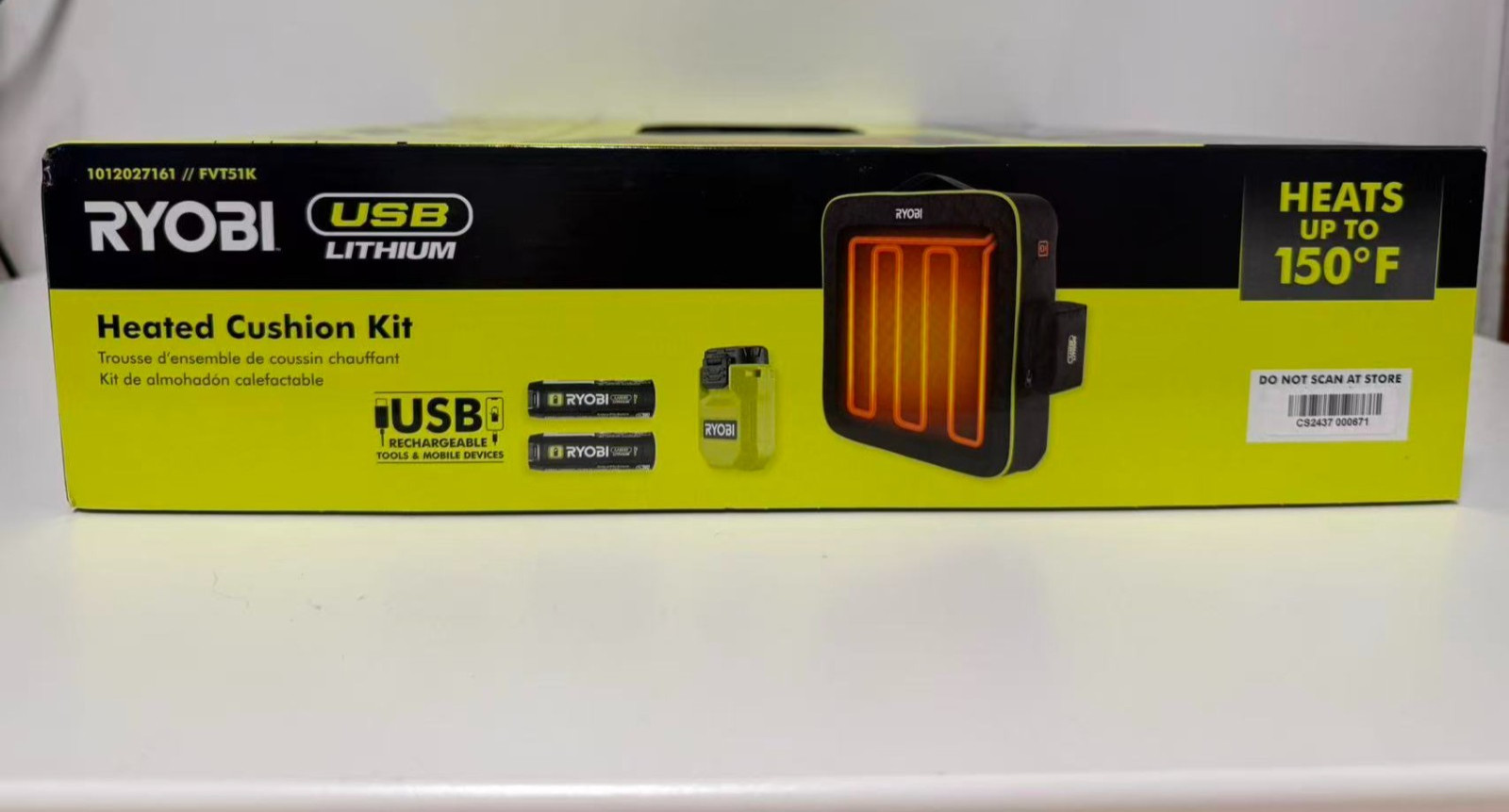 RYOBI Lithium Cordless Heated Cushion Kit with (2) 2.0 Ah Batteries and Charging