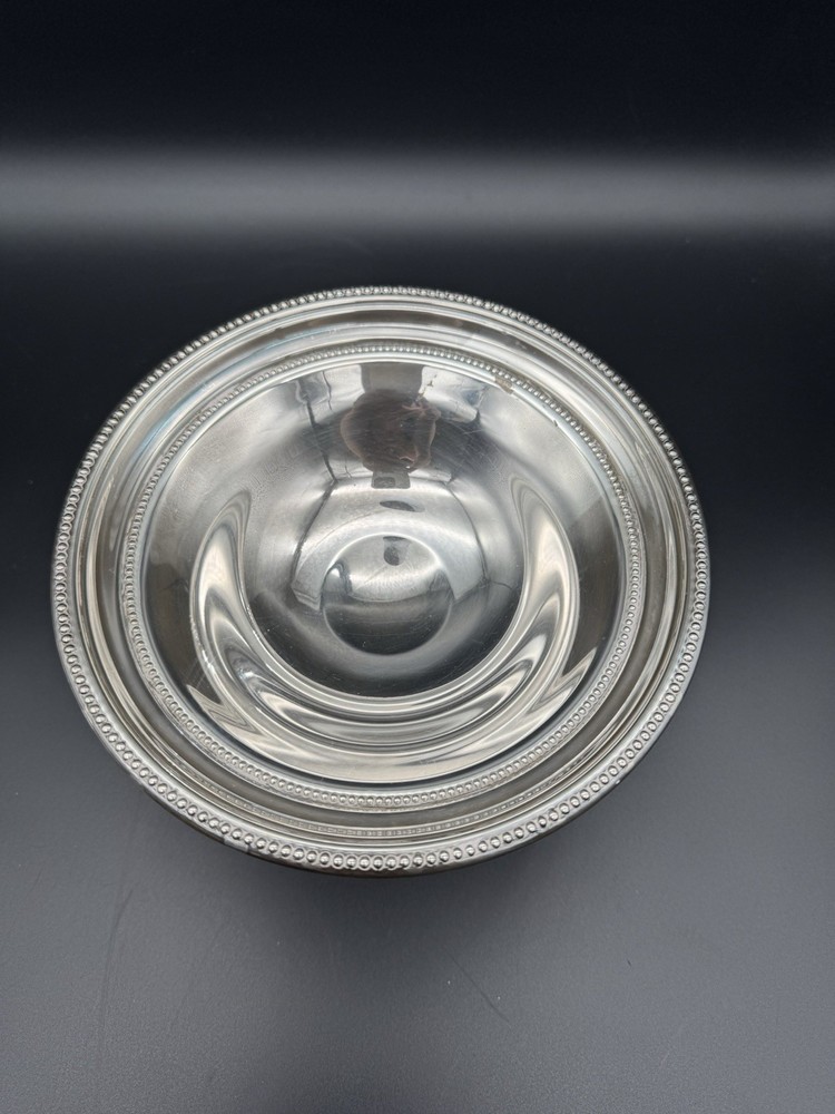 Silverplate Beaded Edge Pedestal Compote Dish