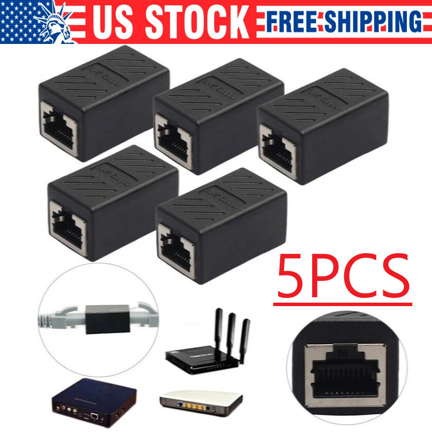 1-5PACK RJ45 Inline Coupler Cat6/Cat5e Ethernet Network Cable Extender Connector