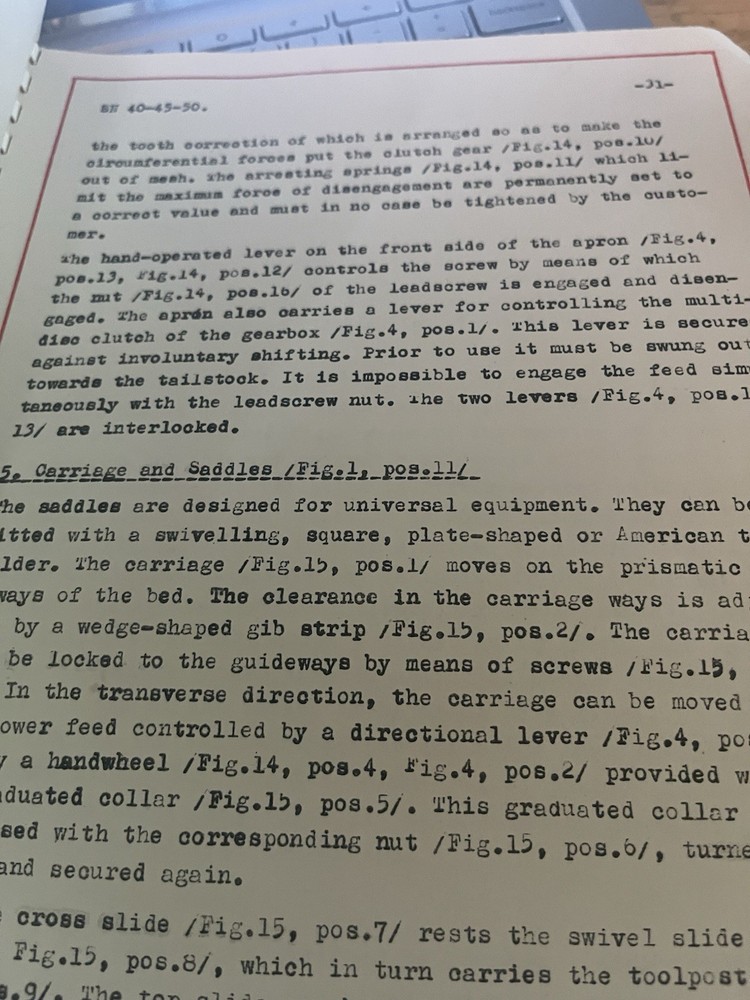 TOS Technical Instructions Manual for SN 40-45-50