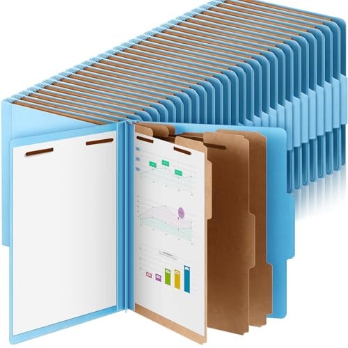 Pcs Classification Folders Letter Size, 3 Divider Pressboard File 60 Blue