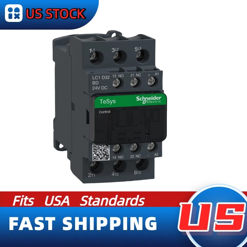 LC1D32BD Schneider New Contactor: 3 phase 3 NO, 24VDC coil, US In - stock
