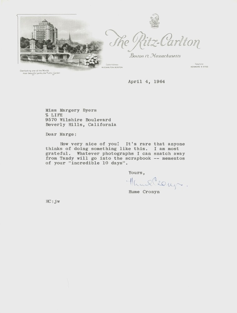 Hume Cronyn Signed Letter
