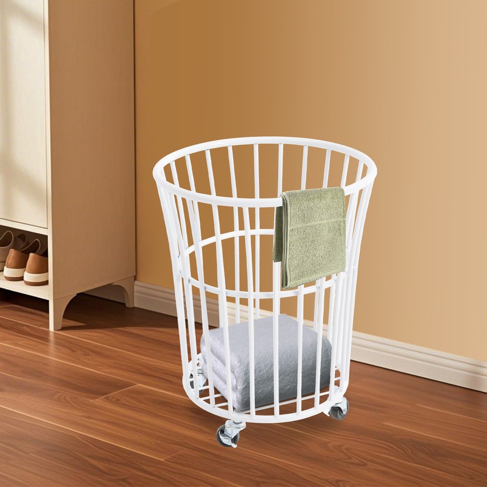 Ventilated Laundry Basket with Locking Wheels - Stylish and Durable Design