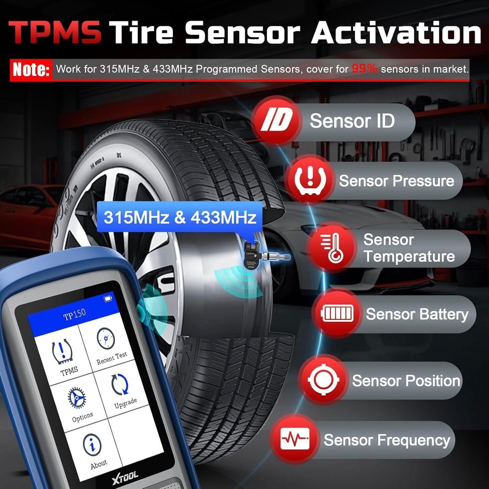 2025 XTOOL TP150 TPMS TS100 Programming Tool Tire Sensor Relearn/Reset/Activate